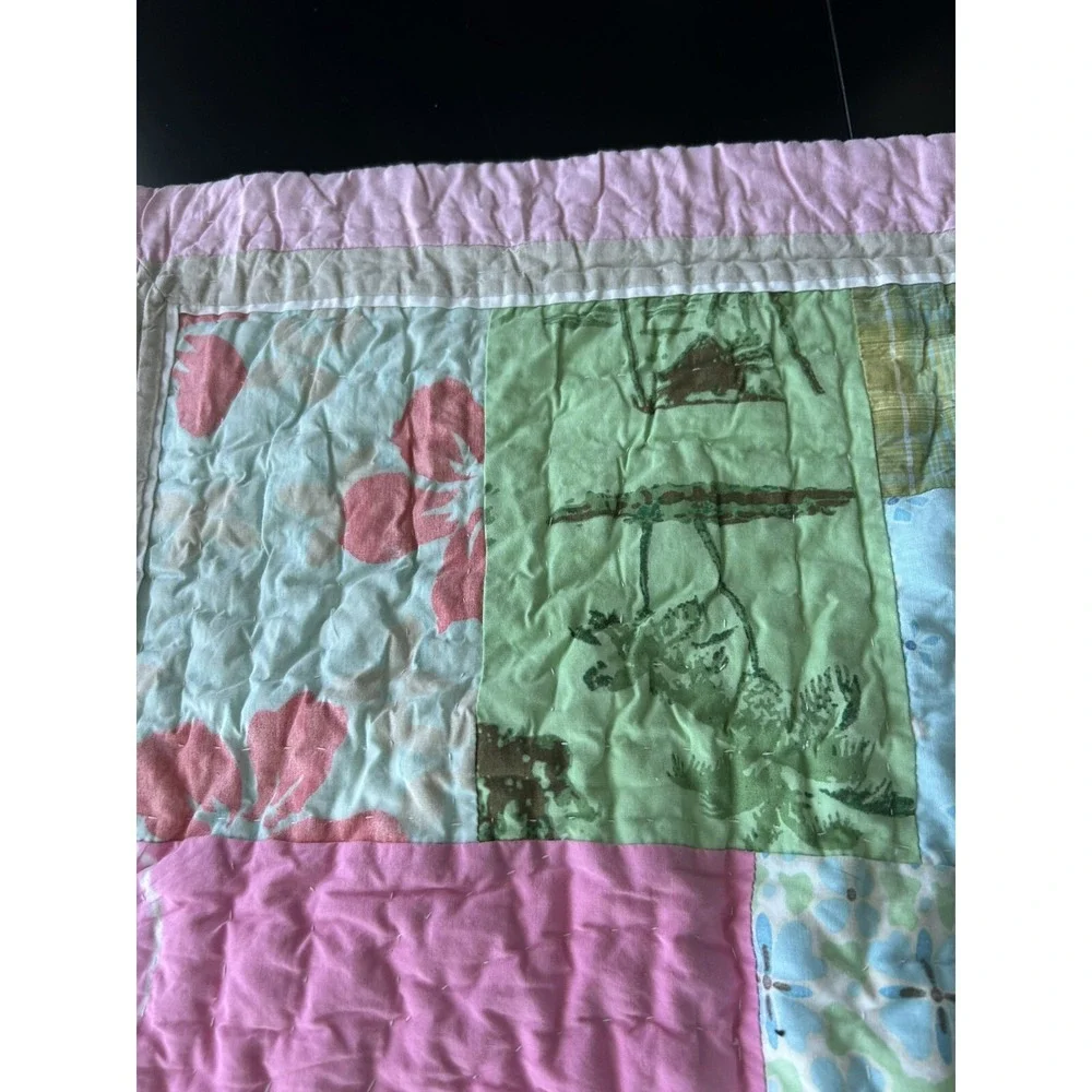 PB Teen Euro Sham Quilted Pastel Florals And Stripes European Pillow Sham
